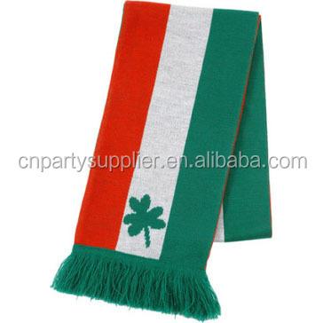 China Jacquard St. Patrick's Day Scarf Accessories Ireland Supporters UAE National Flag Scarf Knitted Soccer Scarf for sale