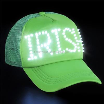 China JOINT Irish St. Patrick's Day Light Up LED Trucker Hat Shamrock Hat for sale