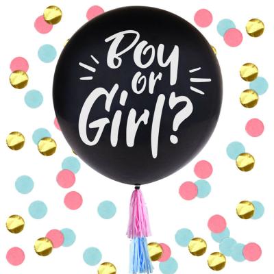 China Eco-Friendly Baby Shower Balloon Party Decorations Set Giant Black Gender Reveal Party Supplies with Baby Pink Baby Boy Blue Confetti for sale