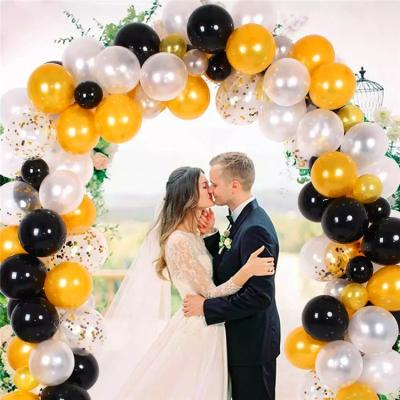 China Advertising Toy Black Gold 73Pcs Happy Birthday Balloons Birthday Globo Burbuja Party Decoration Banner Kit Wedding Balloon Items With for sale