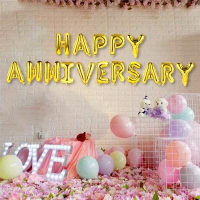 China Advertising Toy Happy Anniversary Balloons Banner 16 inch gold foil letters party decoration supplies family celebrations alphabet foil balloons for sale