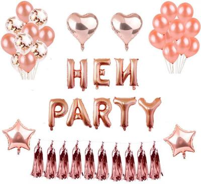 China High Quality Hen Party Balloon Supplies Set Rose Gold Hen Party Banner Foil Balloon Confetti Latex Balloons for Bachelor Party for sale