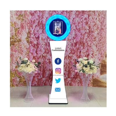 China Custom Photo Booth Logo Open Air Spin Around Automatic Portable Ring Led Light Photobooth Shell iPad Photo Booth Shell With Printer for sale