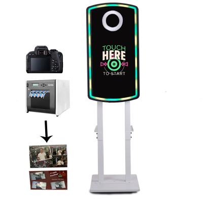 China dslr magic photobooth selfie touch screen photo booth party square mirror photo booth led frame with printer and camera for sale