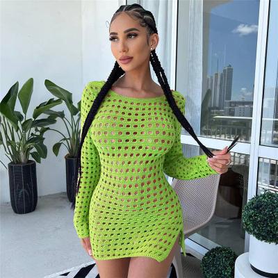 China 2023 Bodycon Long Dress Hollow Bandage Solid Color Women Summer Backless Anti-Static Sleeve Shirt Women Casual Dresses for sale