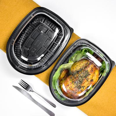 China Sunzza Disposable Take Out Food Grade PP Transparent Disposable Plastic Packaging Container Grilled Chicken Box For Grilled Chicken for sale