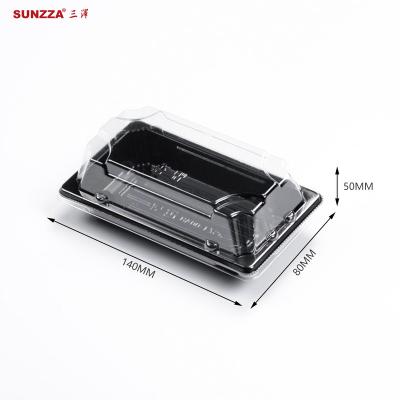 China Japanese Style Pet Rectangle Blister 3pcs Disposable Sushi Taker Food Grade Sunzza Anti Fog Plastic Sushi Tray Packing Box for sale