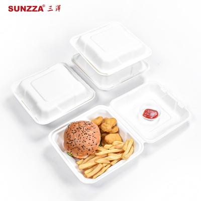 China Manufacturers Disposable Sugar Cane Sunzza Compostable Restaurant Take Away Food Prep Packaging Biodegradable Meal Lunch Containers for sale