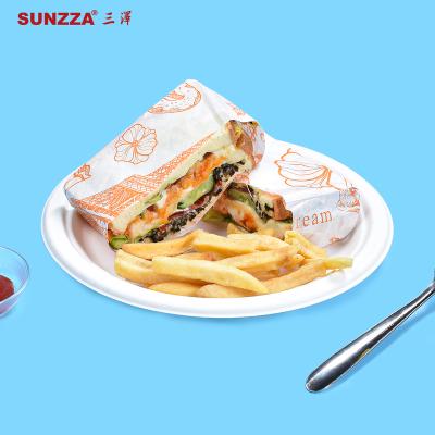 China Oil & Water Resistant / Food Safe Sunzza 12 Inch Porcelain Cupboard Disposable Paper Plates Wedding Dinner Party Snacks Cake Set White Candy Cane For Party for sale