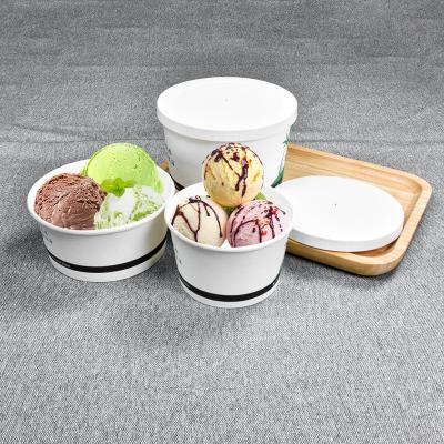 China Sunzza Disposable Custom Size Logo 3oz 4oz 5oz 8oz 16oz Kraft Paper Cups Disposable Printed Ice Cream Cup For Ice Cream for sale