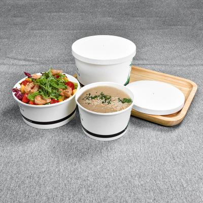 China Sunzza Logo Printed Disposable Custom White Round Take Out Noodle /Soup /Rice/Salad Food Packaging Single Wall Disposable Paper Cup for sale