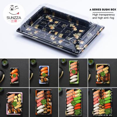 China Recycled Plastic Sushi Box Sushi Tray Tray Disposable Plastic Packaging Takeaway Sushi Box New Materials Hot Sale Food for sale