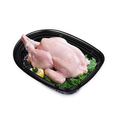 China Sunzza Shape PP Materials Food Grade Plastic Disposable Oval Container Box Plastic Tray For Frozen Chicken for sale