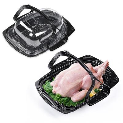 China Sunzza Disposable Anti-fog Frozen Chicken Plastic Tray Black Wrapped Fresh Plastic Tray for sale