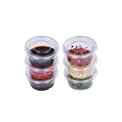 China Sustainable and Well Stocked Sunzza e-Co Friendly Small 2 Oz Transparent Take Out Sauce Soy Packing Plastic To-Go Disposable Sauce Cup With Lid for sale