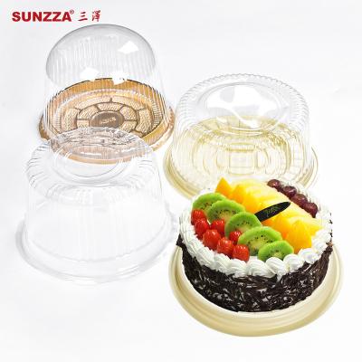 China Disposable Sunzza Take Out Gold Pet Blister Food Grade Disposable Plastic Clear Round Cake Packaging Container / Tray for sale