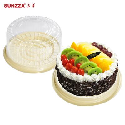 China Custom Disposable Round Cake Topper Mini Golden Party Recycled Plastic Pet Blister Sunzza Packaging Boxes For Cake for sale