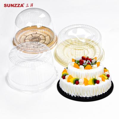 China Sunzza disposable clear dome round lid 4/6/8/10/12/14 inch blister pet /pvc cake container plastic cake boxes for bakery packaging for sale