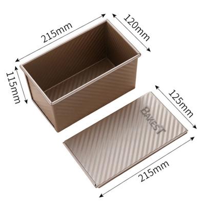 China Corrugated Loaf Pan Bread Toast Box Mold Durable Non-Stick Durable Carbon Steel Pullman Bakeware Bakeware with Cover for sale