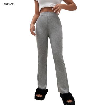 China Custom Solid Cotton Bottom Thermal Lounge High Waisted Pajama Pants Women for sale