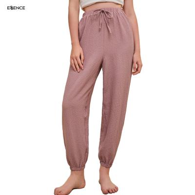 China Custom Drawstring Cotton Lounge Girls Thermal Solid Women Panties Pajama Pants for sale