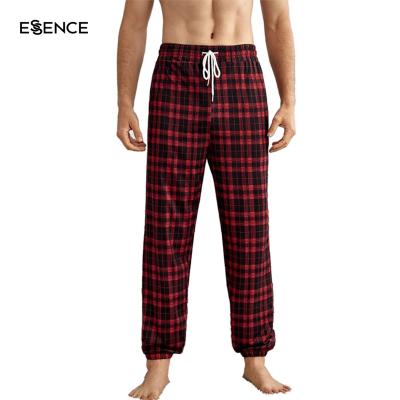 China Thermal Men Sleep Wear Cotton Bases Plaid Drawstring Waist Flannel Pajama Pants for sale