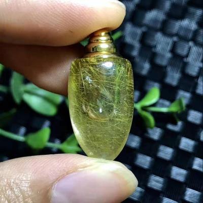 China Crystal Wholesale elegant natural yellow hair of transparent gold crystal quartz bottle pendant. for sale