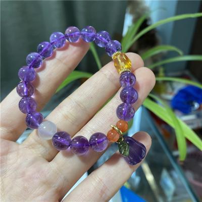 China China 7mm Amethyst Amber Moonstome Round Bead Gemstone Beaded Bracelet DIY Crystal Bracelet For Gifts for sale