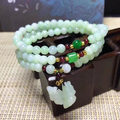 China Free wholesale natural ice crystal and green jade bracelet for sale