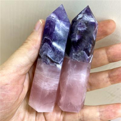 China Wholesale Natural Crystal Point Folk Crafts Rose Quartz Amethyst Quartz Point Wand From China For Decoration for sale