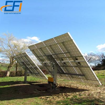 China Home Double Axle 10kw Single Pole Tracking Steel Power Tracking Frame System Solar Panel Track Mount for sale