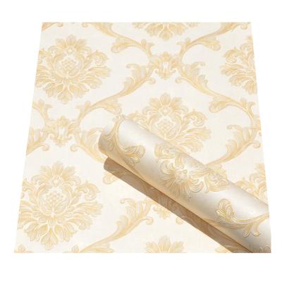 China European style Damask wallpaper living room bedroom 3D interior decoration wallpaper non woven hotel office cut out wallpaper for sale