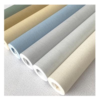 China Modern canvas texture wallpaper living room bedroom interior wall wallpaper hotel office plain non-woven decorative wallpaper for sale