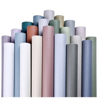 China Home Decor Morandi Color PVC Waterproof Modern Solid Self Adhesive Wall Peel And Moisture Proof And Stick Indoor Wallpaper for sale