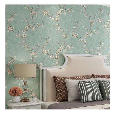 China Plant Flower Pattern Wallpaper Living Room Bedroom 3D Home Decor Peel and Stick Wallpaper Country Style Rustic Wallpaper for sale