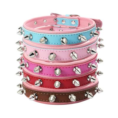 China Real leather quality padded pointed dog collar custom made DETACHED with soft padded dog collar leather for sale