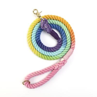 China Custom Handcrafted Solid Color Rope Dog Collar Dog Leash Dog Shade Rope Leash for sale