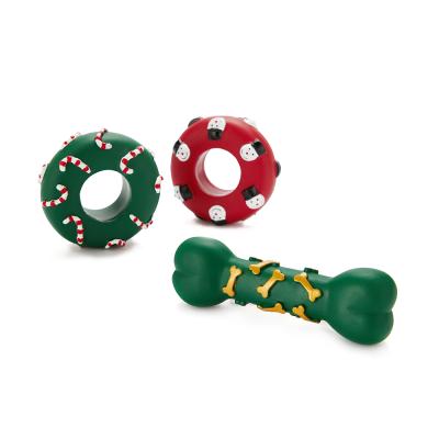 China Viable Wholesale Vinyl Ball Bone Shape Toys Make Custom Rotocasting Vinyl Toys Vinyl Dog Toys Christmas Set for sale