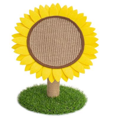 China New Viable Wholesale Sunflower Cat Tree Tower Cute Design Sisal Cat Striping Tree for sale