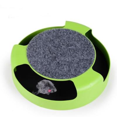 China Sustainable Motion Cat Toy Playing Round Dish Cat Scratching Board Cat Toy Turntable for sale