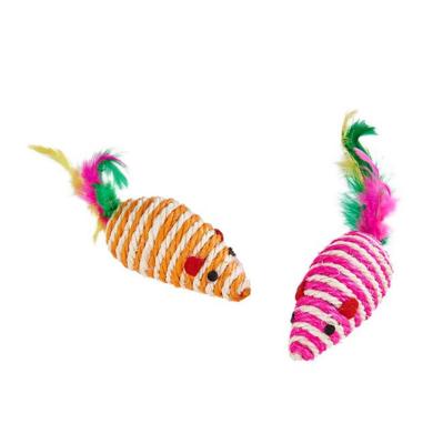 China 2020 viable china cat application sisal mouse cat toys for playing cat feather toy for sale