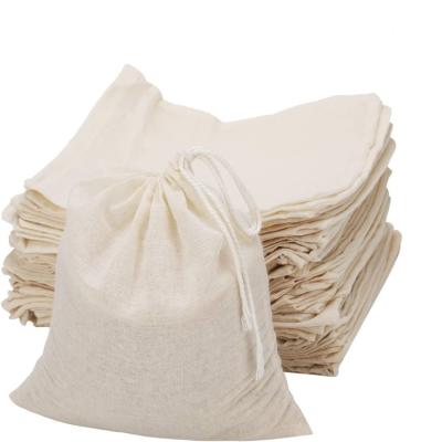 China Custom Logo Natural Color Promotional 7.9*7 Inches Muslin Bag Drawstring Bags For Packaging for sale