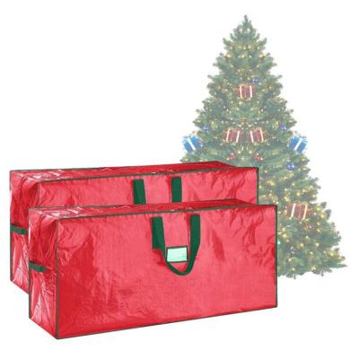 China Wholesale Large Folding Waterproof PE Holiday Storage Zipper Red Bags For Christmas Trees for sale