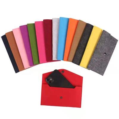 China Wholesale Eco-friendly Soft Card Wallet Pocket Organizer Small Felt Cell Phone Bag With Custom Logo for sale