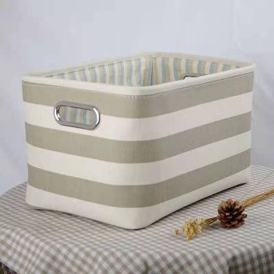 China Large Capacity Storage Basket Canvas Fabric Storage Bin Viable Collapsible Storage Box With Handles for sale