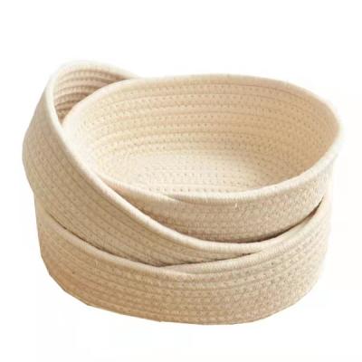 China Viable Woven Decorative Folding Storage Baskets Cotton Rope Baskets 3-Pack Storage Bins For Toys for sale