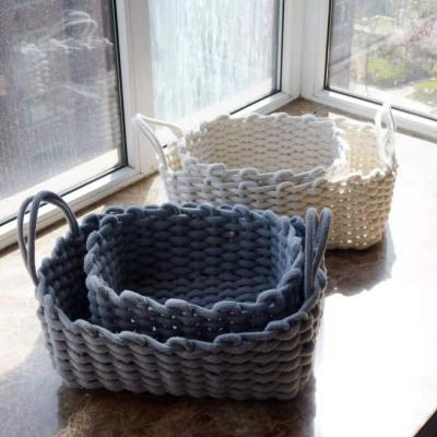 China Sustainable Handmade Cotton Rope Woven Storage Basket Small Kids Storage Organizer For 2 Bundles for sale