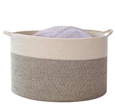 China Extra Large Woven Basket Woven Hamper Sustainable Handmade Cotton Laundry Hamper With Handles for sale