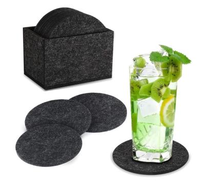 China Viable Table Drink Coasters Felt Coaster Felt Cup Coasters Felt Cup Mat 10cm Felt Coaster Set With Stand for sale