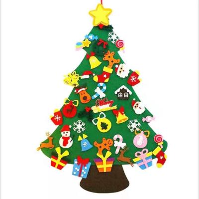 China Environmental Friendly DIY Felt Christmas Tree Set With Ornaments Wall Hanging Christmas Gifts Christmas Decorations for sale